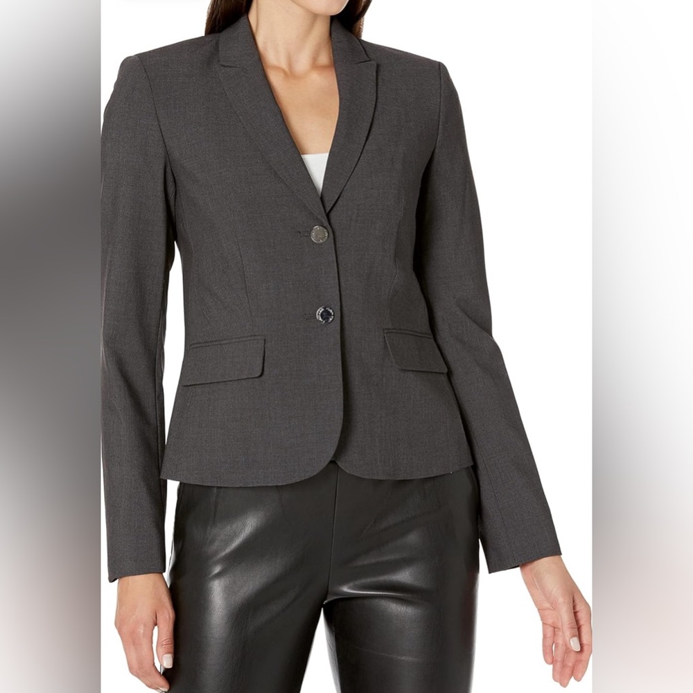 Calvin Klein Women's Two Button Lux Blazer - Charcoal (12)